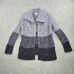 LOFT Gray and Black Colorblock Cardigan